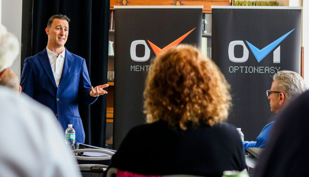 Guy presenting at the OptionEasy Bootcamp